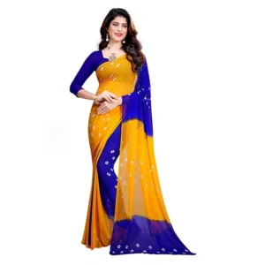 Women's Chiffon Saree (Yellow ,5-6Mtrs)