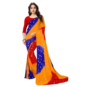 Women's Chiffon Saree (Mustard ,5-6Mtrs)