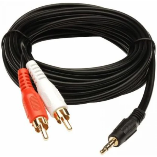 Pack Of_5 3.5 Mm Jack Stereo Audio Male To 2 Rca Male Cable (Color: Assorted)