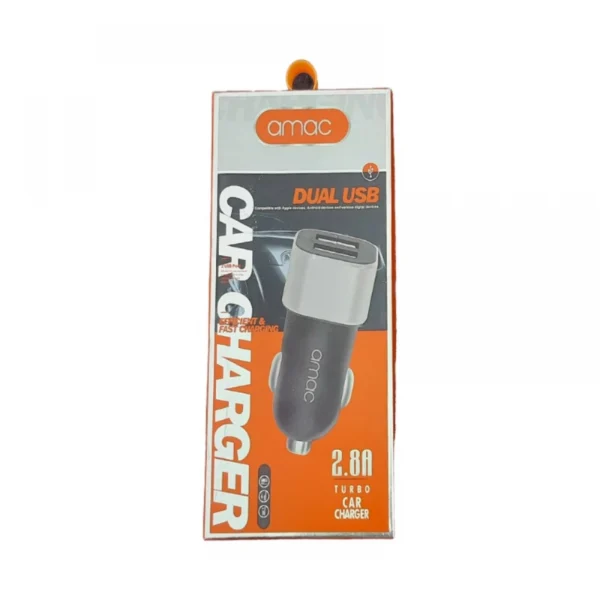 Amac Dual Usb Car Charger 2.8A (Color: Assorted)