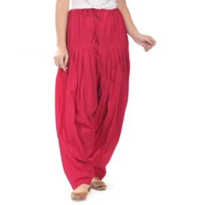 Women's Cotton Solid Patiyala (Color:Rani Pink)