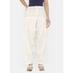 Women's Cotton Solid Patiyala (Color:Half White)