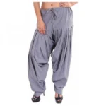 Women's Cotton Solid Patiyala (Color:Smoke Grey)