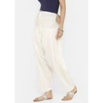 Women's Cotton Solid Patiyala (Color:Half White)