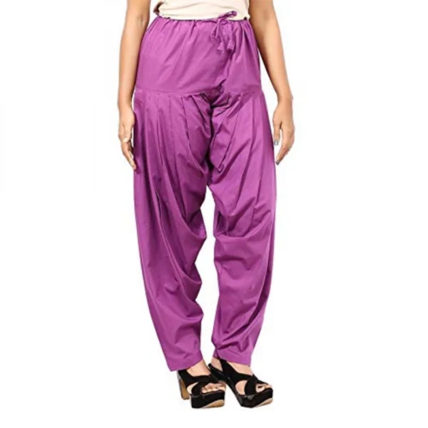 Women's Cotton Solid Patiyala (Color:Violet)