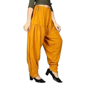 Generic Women's Cotton Solid Patiyala (Color:Musterd)