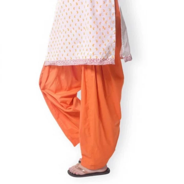 Women's Cotton Solid Patiyala (Color:Orange)