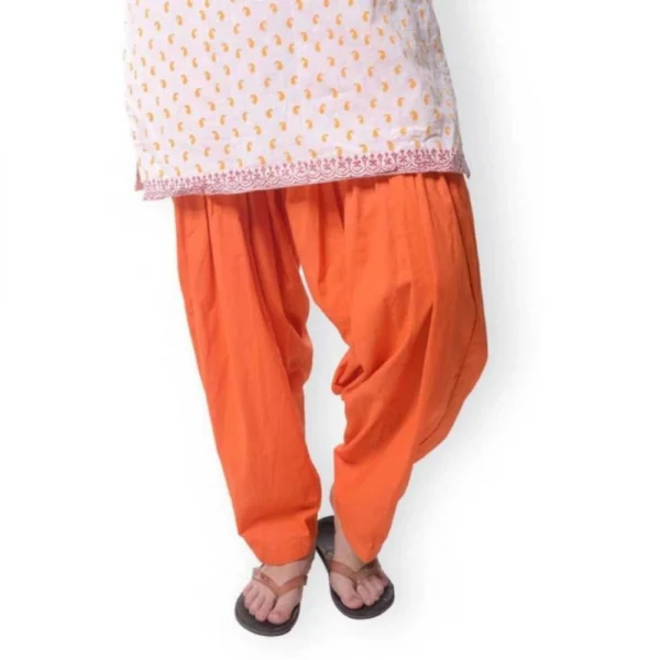 Women's Cotton Solid Patiyala (Color:Orange)