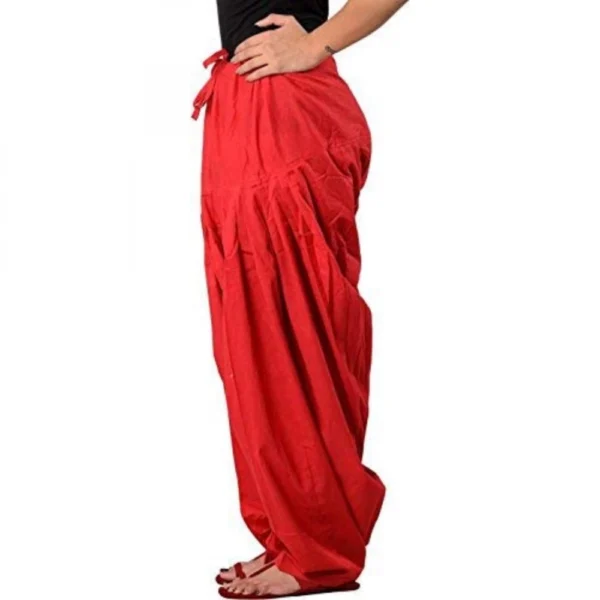 Women's Cotton Solid Patiyala (Color:Red)