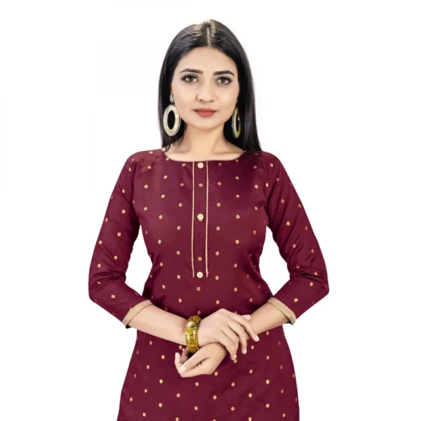 Banarasi Silk Unstitched Salwar-Suit Material Premium Quality With Dupatta (Color: Maroon)