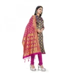 Banarasi Silk Unstitched Salwar-Suit Material Premium Quality With Dupatta (Color: Navy Blue)