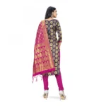 Banarasi Silk Unstitched Salwar-Suit Material Premium Quality With Dupatta (Color: Navy Blue)