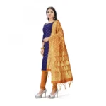 Banarasi Silk Unstitched Salwar-Suit Material Premium Quality With Dupatta (Color: Navy Blue)