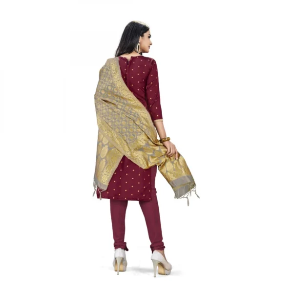 Banarasi Silk Unstitched Salwar-Suit Material Premium Quality With Dupatta (Color: Maroon)