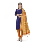 Banarasi Silk Unstitched Salwar-Suit Material Premium Quality With Dupatta (Color: Navy Blue)