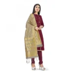 Banarasi Silk Unstitched Salwar-Suit Material Premium Quality With Dupatta (Color: Maroon)