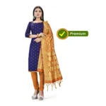 Banarasi Silk Unstitched Salwar-Suit Material Premium Quality With Dupatta (Color: Navy Blue)