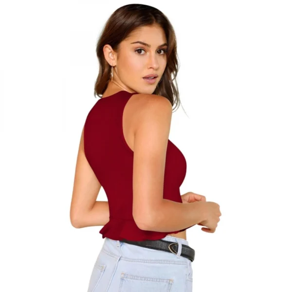 Women's 95% Polyester 5% Spandex Western Wear Tops (Maroon)