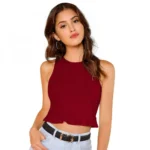 Women's 95% Polyester 5% Spandex Western Wear Tops (Maroon)