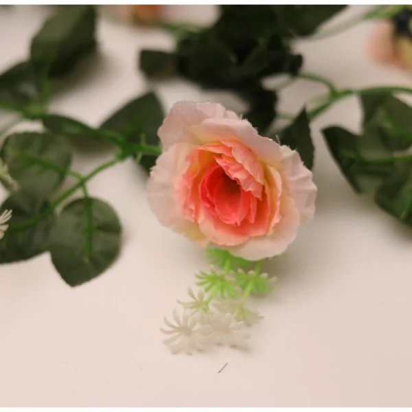 Artificial White Filler Rose Vines Flowers Plants Artificial Flower Creeper Hanging Rose For Home Decoration (Color: Pink_White, Material: Silk Polyester)