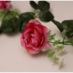 Artificial Dark Pink White Filler Rose Vines Flowers Plants Artificial Flower Creeper Hanging Rose For Home Decoration (Color: DarkPink, Material: Silk Polyester)