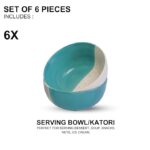 Freakway Hand-Painted Seagreen Ceramic Bowl Set of 6 (200ml) | Small Serving Soup Bowls, Cereal Bowl, Pasta Bowls | Dishwasher & Microwave Safe