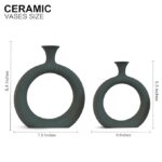 Freakway Round Modern Ceramic Vases for Home Decor Vase Set of 2 Pieces | Matte Finish | Flower Vase for Living Room | Ceramic Small Size Vases for Office Bedroom Decoration - 8 & 6 Inch Green