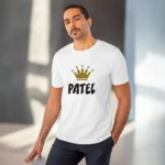 Men's PC Cotton Patel Printed T Shirt (Color: White, Thread Count: 180GSM)