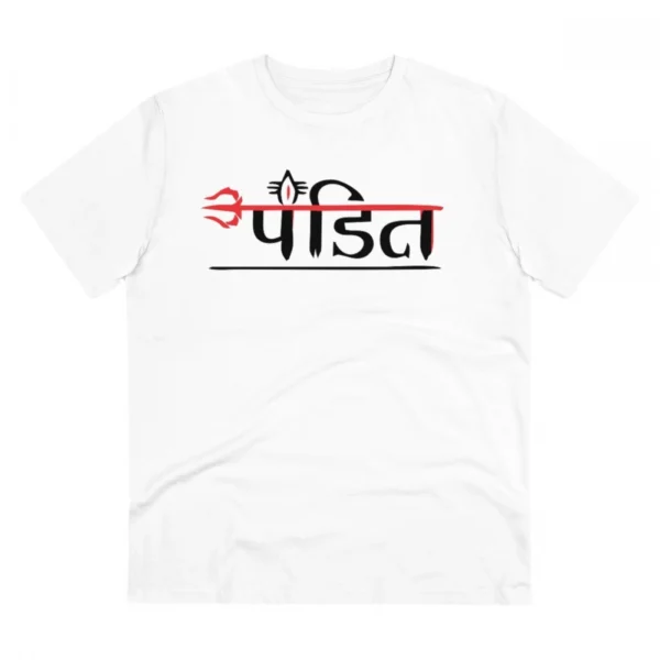 Men's PC Cotton Pandit Printed T Shirt (Color: White, Thread Count: 180GSM)