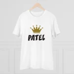 Men's PC Cotton Patel Printed T Shirt (Color: White, Thread Count: 180GSM)