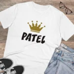 Men's PC Cotton Patel Printed T Shirt (Color: White, Thread Count: 180GSM)