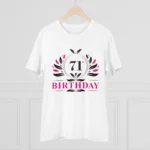 Men's PC Cotton 71st Birthday Printed T Shirt (Color: White, Thread Count: 180GSM)