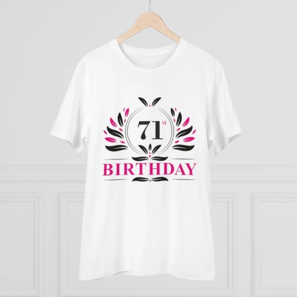 Men's PC Cotton 71st Birthday Printed T Shirt (Color: White, Thread Count: 180GSM)