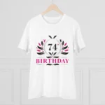 Men's PC Cotton 74th Birthday Printed T Shirt (Color: White, Thread Count: 180GSM)