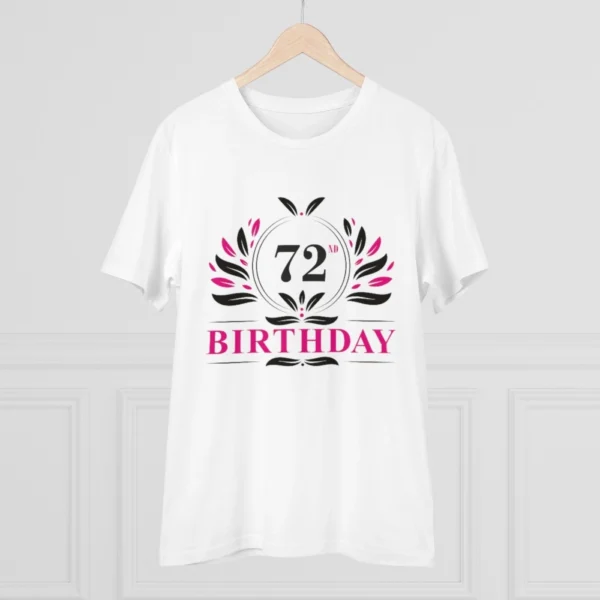 Men's PC Cotton 72nd Birthday Printed T Shirt (Color: White, Thread Count: 180GSM)