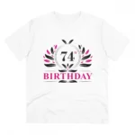 Men's PC Cotton 74th Birthday Printed T Shirt (Color: White, Thread Count: 180GSM)