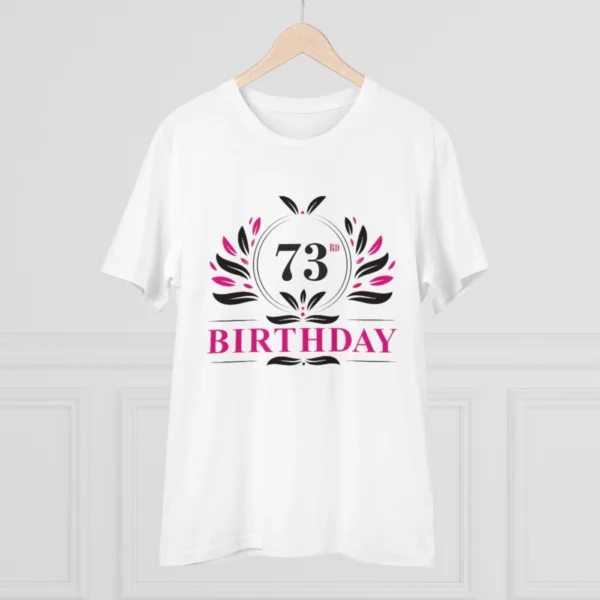 Men's PC Cotton 73rd Birthday Printed T Shirt (Color: White, Thread Count: 180GSM)