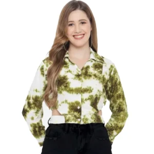 Women's Casual Printed Green Top (Color:Green, Material:Rayon)