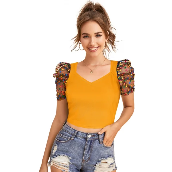 Women's Western Wear Hosiery Crop Top (Yellow)