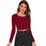 Women's Western Wear Hosiery Crop Top (Maroon)