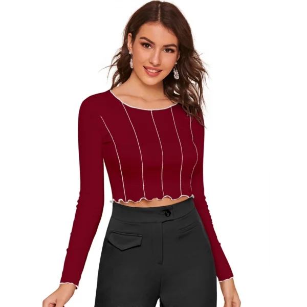 Women's Western Wear Hosiery Crop Top (Maroon)