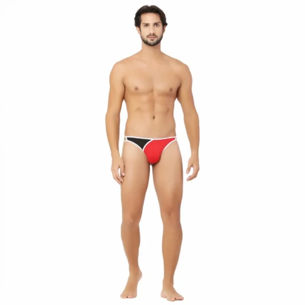 Men's Cotton Spandex Men’S Lace Thong Consists Of Two Strings. Underwear (Red And Black)