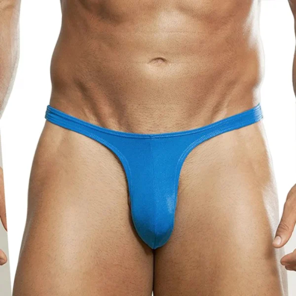 Men's Cotton Spandex Thong Brief Innerwear Underwear (Blue)