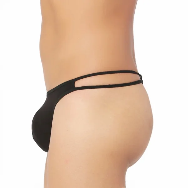 Men's Cotton Spandex Lace Thong Consists Of Two Strings Underwear (Black And White)