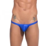 Men's Cotton Spandex G String Thong Brief Underwear (Blue)