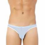 Men's Mesh Sheer Power Net Fabric Sexy Transparent Brief Underwear (Sky Blue)