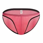 Men's Mesh Power Net Transparent Sexy Brief Underwear (Coral)