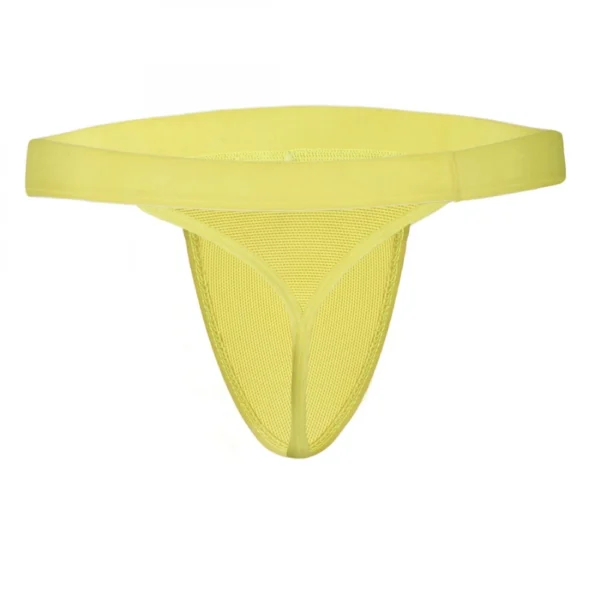 Men's Nylon Side String Trough Thong Underwear (Daisy Yellow)