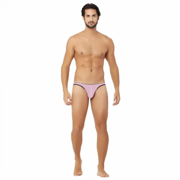 Men's Mesh Power Net Transparent Sexy Brief Underwear (Pink)