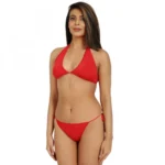 Women's Nylon Spandex Red Bikini Set Foxy Bra And Panty (Red)